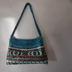 Cappelli Straworld Blue Straw Mesh Handbag